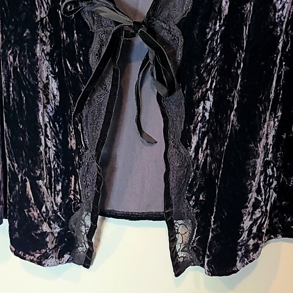 Victoria’s Secret Velvet Silk‎ Kimono Vintage Y2K Lace Tie Front Whimsigoth - Picture 6 of 10